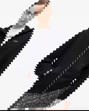 Karl Lagerfeld bluză culoarea negru, cu glugă, uni, A4W20068