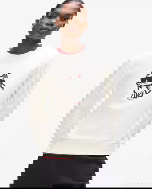 Karl Lagerfeld bluză culoarea bej, cu imprimeu, A4W20043