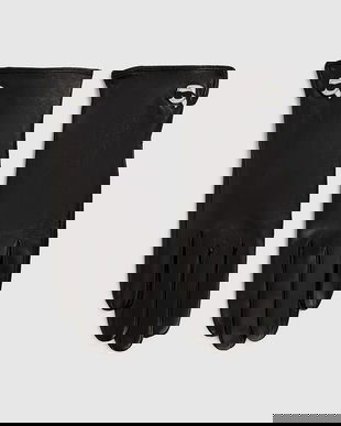 Karl Lagerfeld mănuși de piele culoarea negru, A4W33112