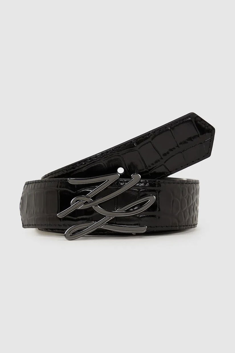 Karl Lagerfeld curea de piele cu două fețe culoarea negru, A4W33023