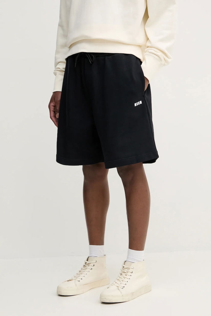 MSGM pantaloni scurti din bumbac culoarea negru, 3840MB76.257000