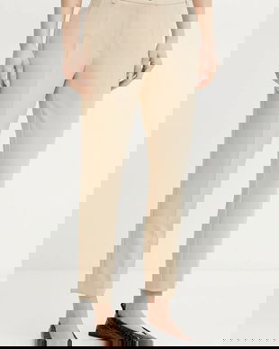 Fracomina pantaloni culoarea bej, mulata, medium waist, FR25SV4002W42901