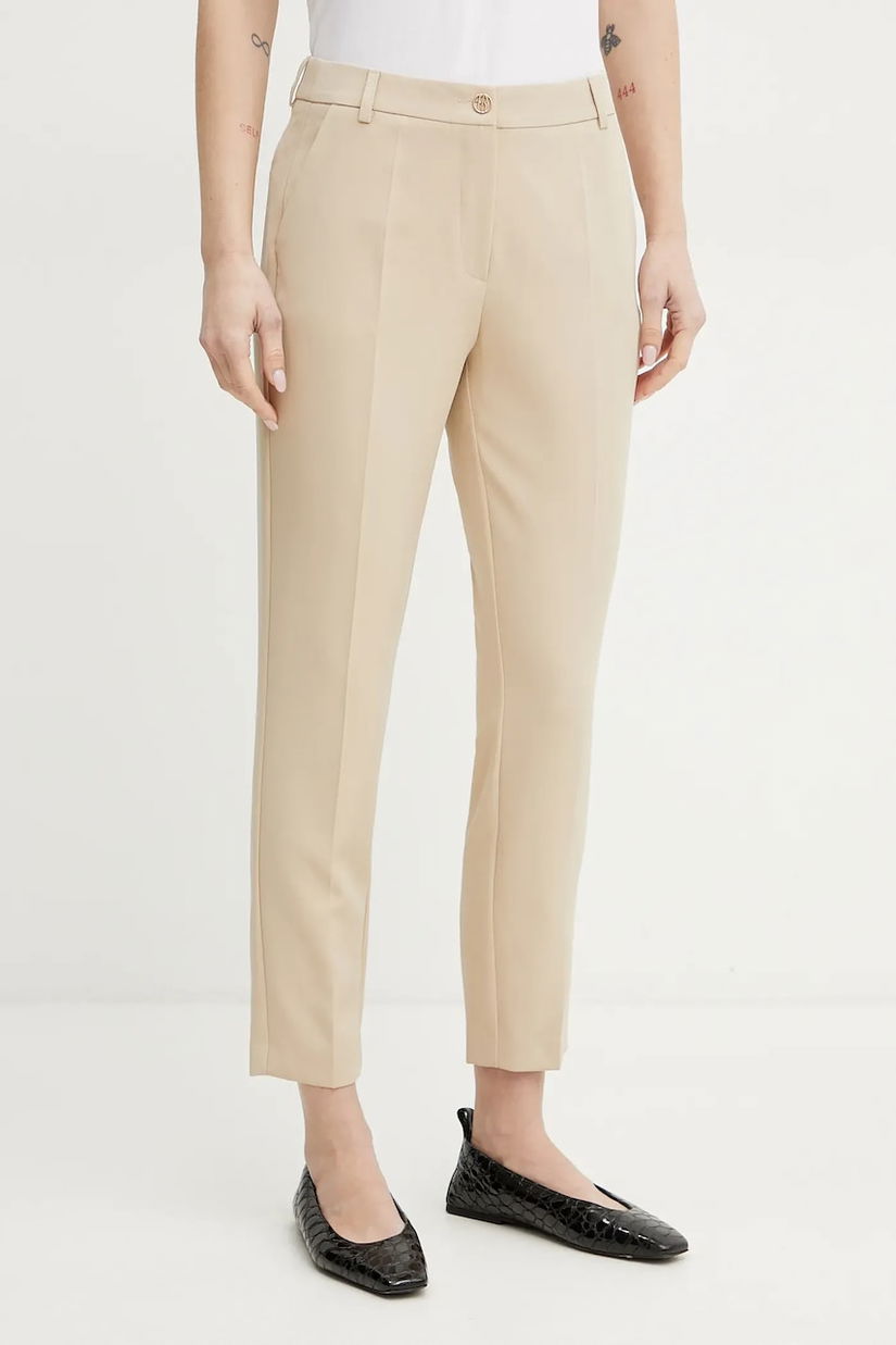 Fracomina pantaloni culoarea bej, mulata, medium waist, FR25SV4002W42901