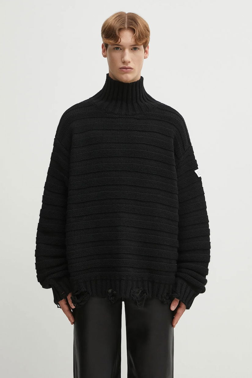 MM6 Maison Margiela pulover de lână culoarea negru, cu guler, SH0HA0004.M13040.900
