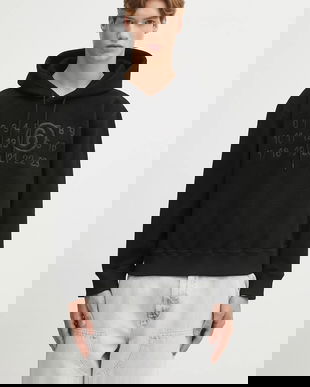 MM6 Maison Margiela hanorac fleece culoarea negru, cu glugă, cu imprimeu, SH0GU0028.M20126.900