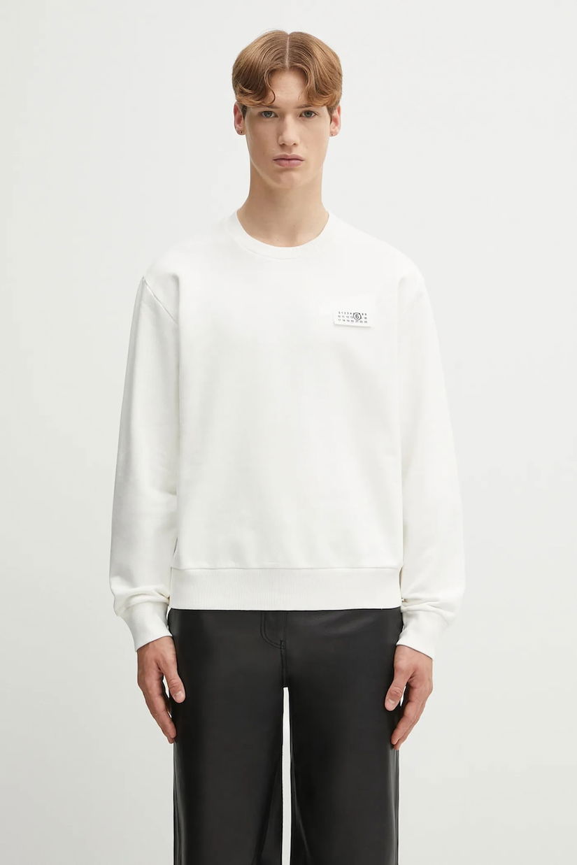 MM6 Maison Margiela hanorac de bumbac culoarea bej, cu imprimeu, SH2GU0025.M25024.101