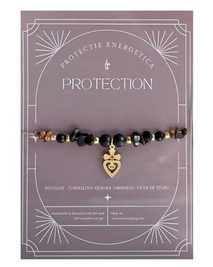 Bratara reglabila cu cristale impotriva energiilor negative - shungit, ochi de tigru, obsidian, turmalina neagra