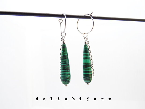 Cercei handmade unicat - malachit (cod1283)