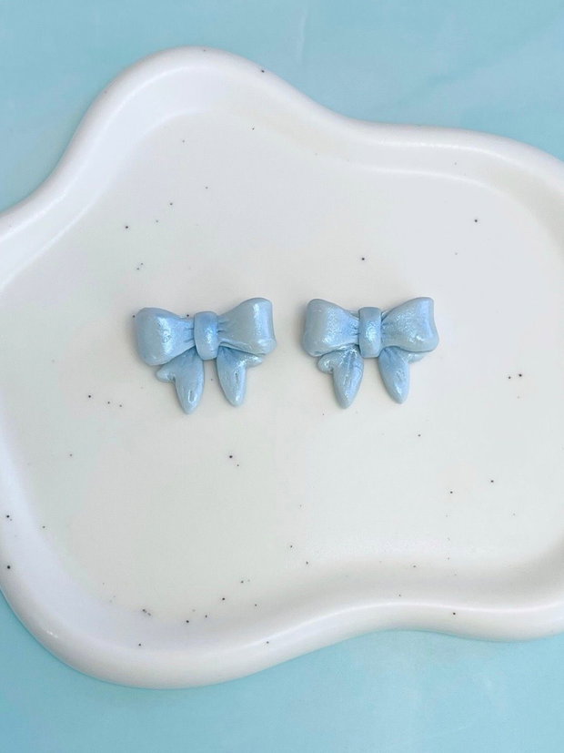 Cercei din lut polimeric BLUE BOWS #C0281