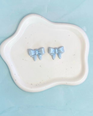 Cercei din lut polimeric BLUE BOWS #C0281
