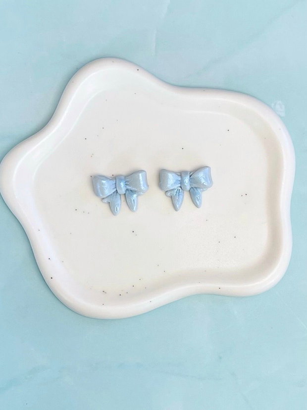 Cercei din lut polimeric BLUE BOWS #C0281