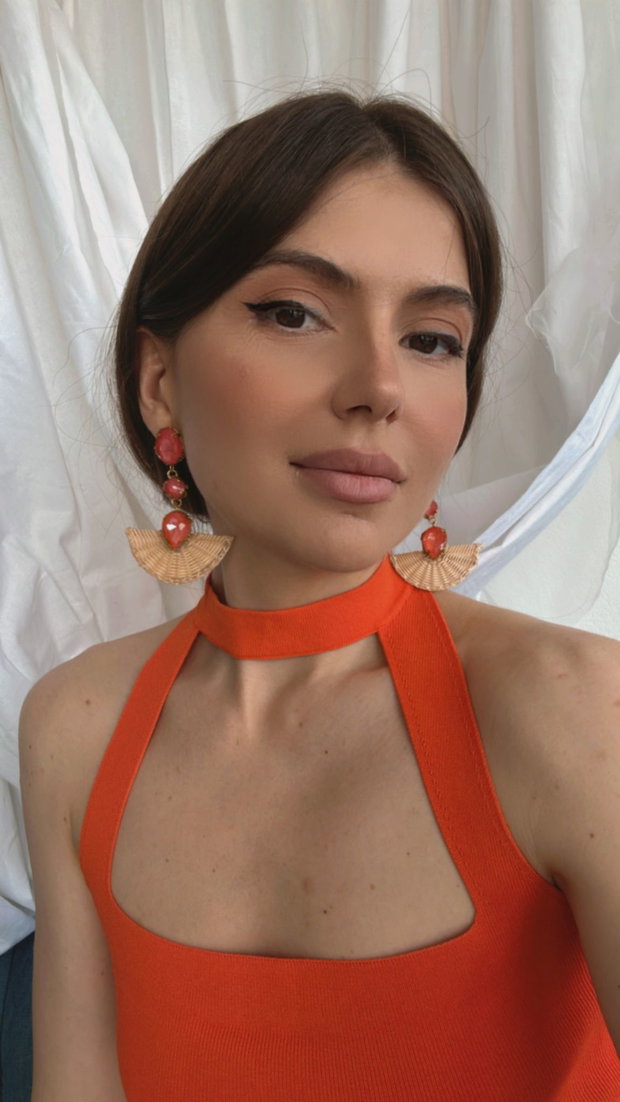 Cercei cu cristale portocalii "Clementine"