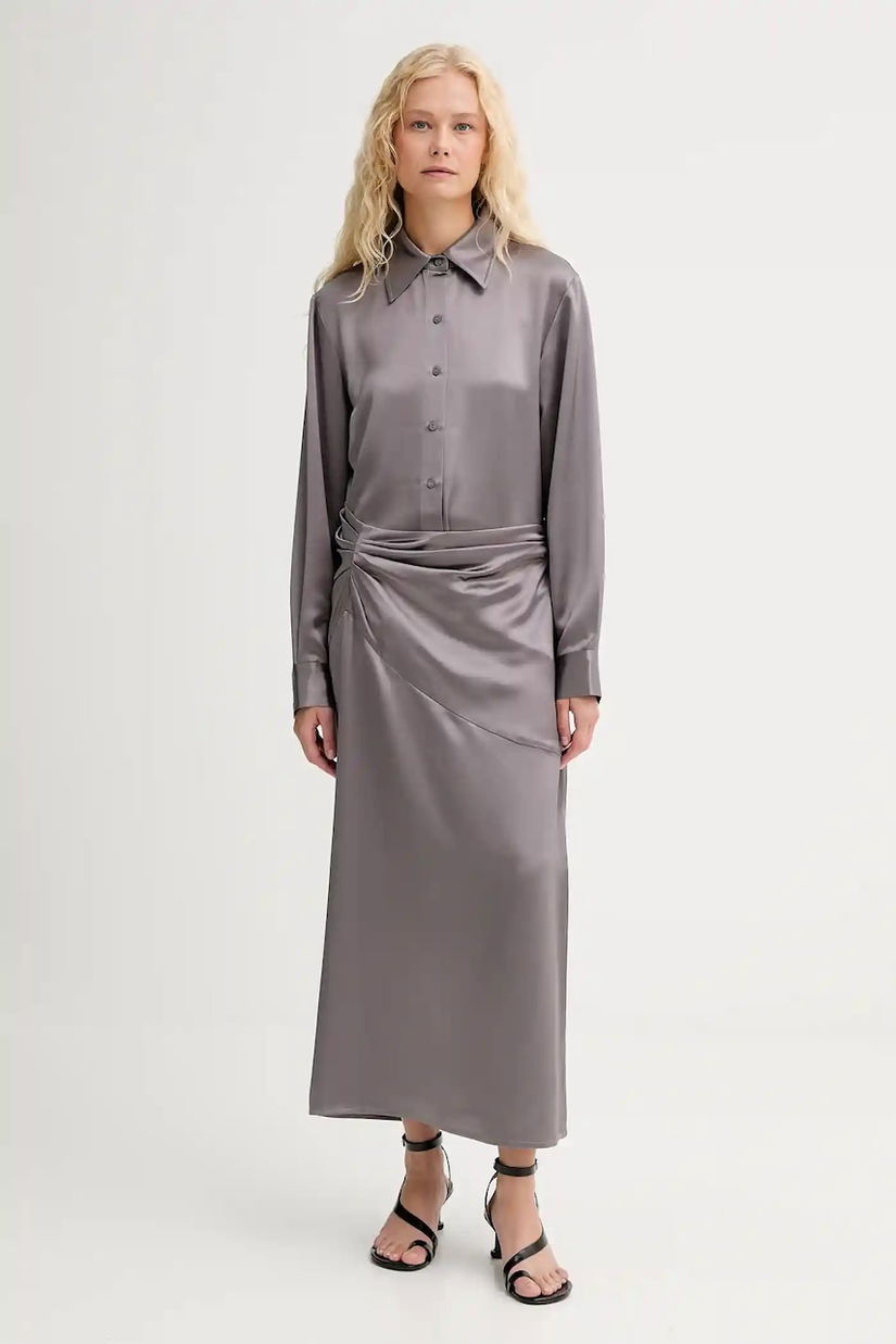 ISABELLE BLANCHE rochie culoarea gri, maxi, drept, IS25FW-A101-T008