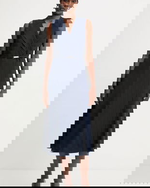 BOSS rochie culoarea albastru marin, midi, drept, 50548494