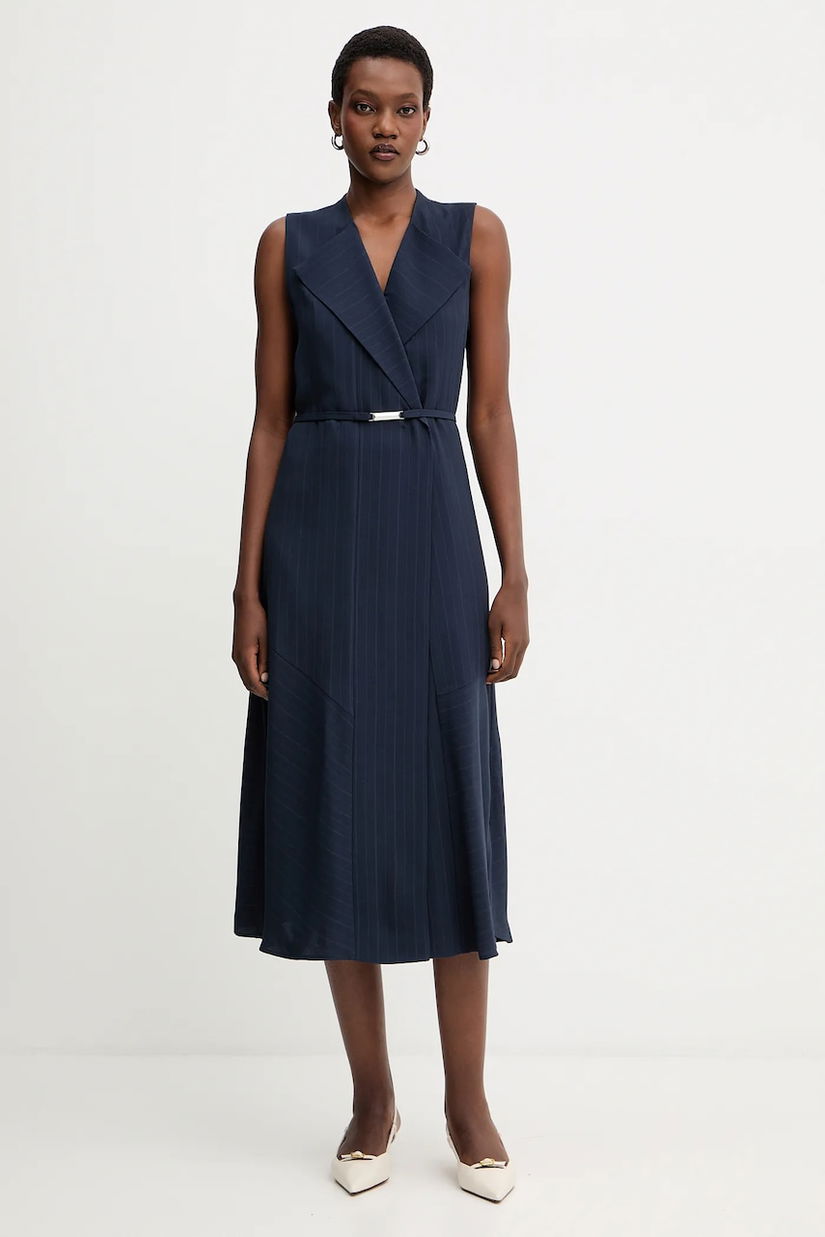 BOSS rochie culoarea albastru marin, midi, drept, 50548494
