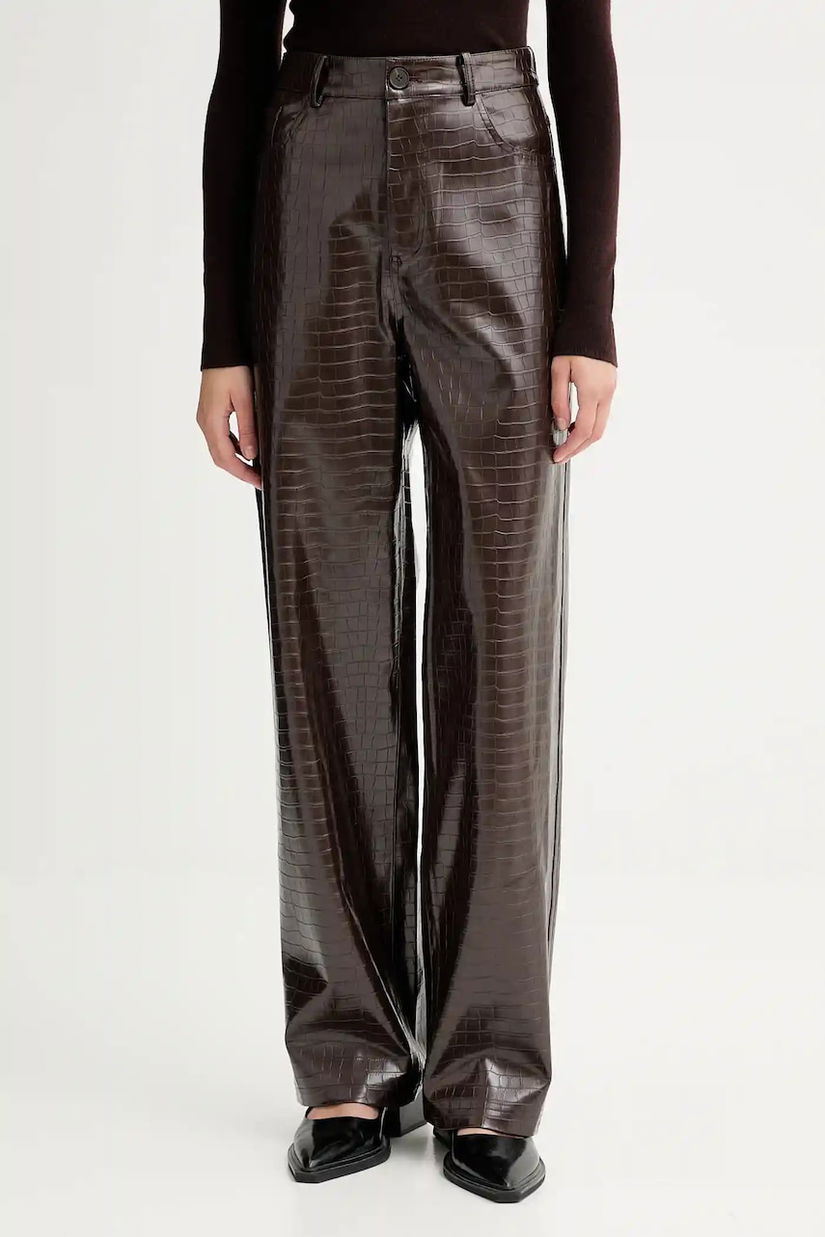 ISABELLE BLANCHE pantaloni culoarea maro, drept, high waist, IS25FW-P030-T006