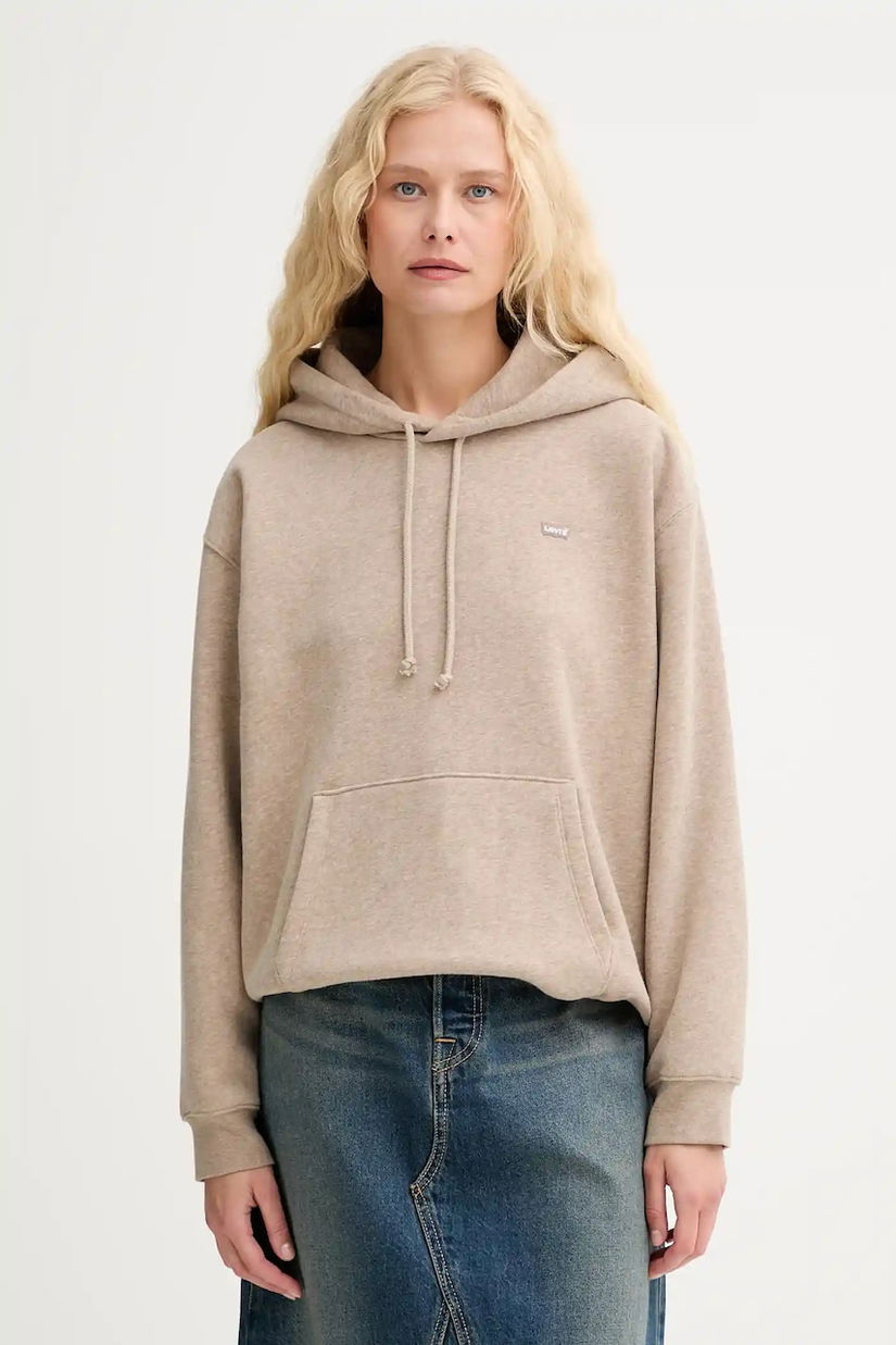 Levi's bluză culoarea maro, cu glugă, melanj, A5943