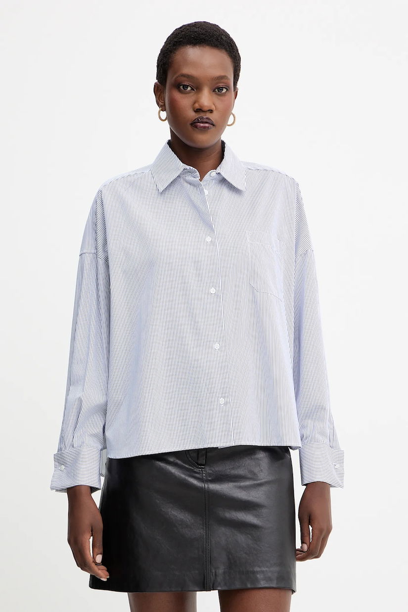 Weekend Max Mara cămașă din bumbac ARTURO culoarea bleumarin, cu guler clasic, relaxed, 2525116042600
