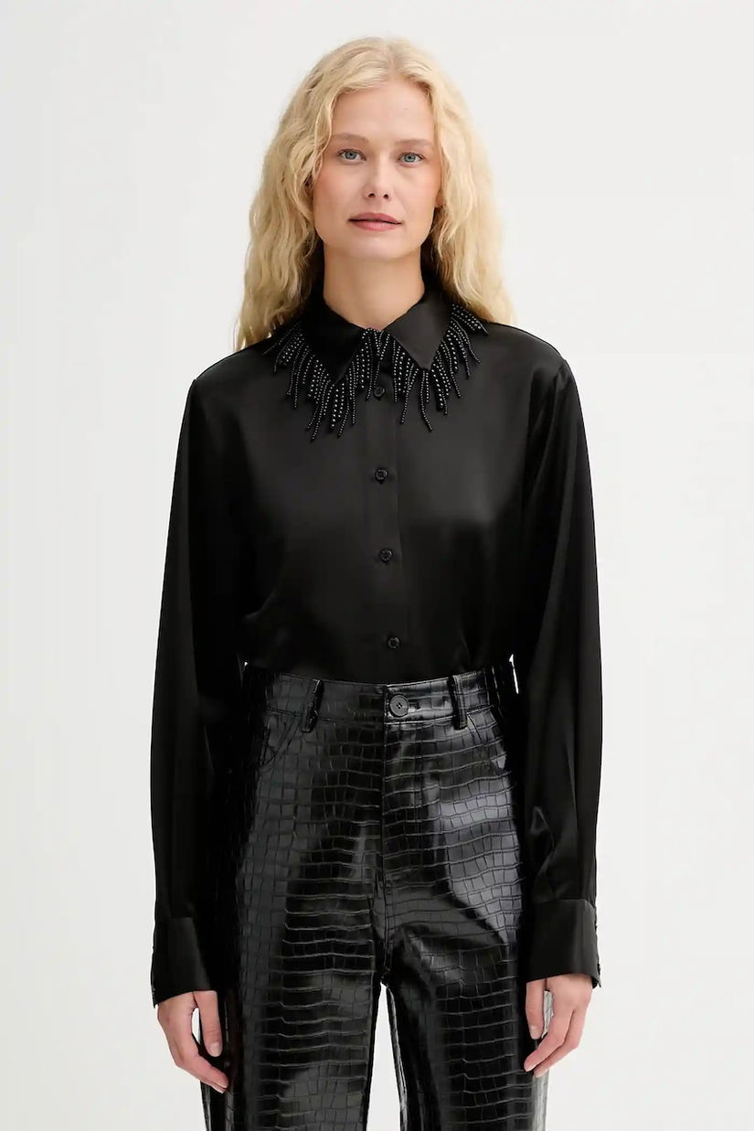 ISABELLE BLANCHE cămașă culoarea negru, cu guler clasic, regular, IS25FW-C079-T008