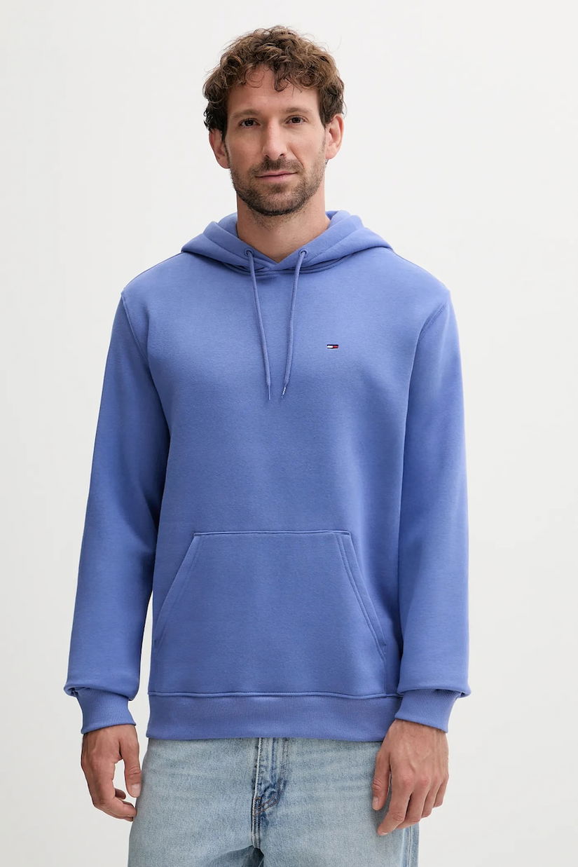 Tommy Jeans bluză culoarea bej, cu glugă, uni, DM0DM20742