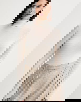 Simona Corsellini pulover de lână culoarea bej, light, cu guler, A25CPMGE0201