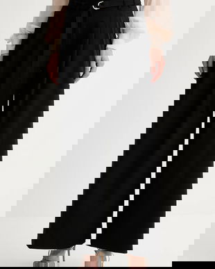 Marella pantaloni din lână culoarea negru, lat, high waist, 2523136011200