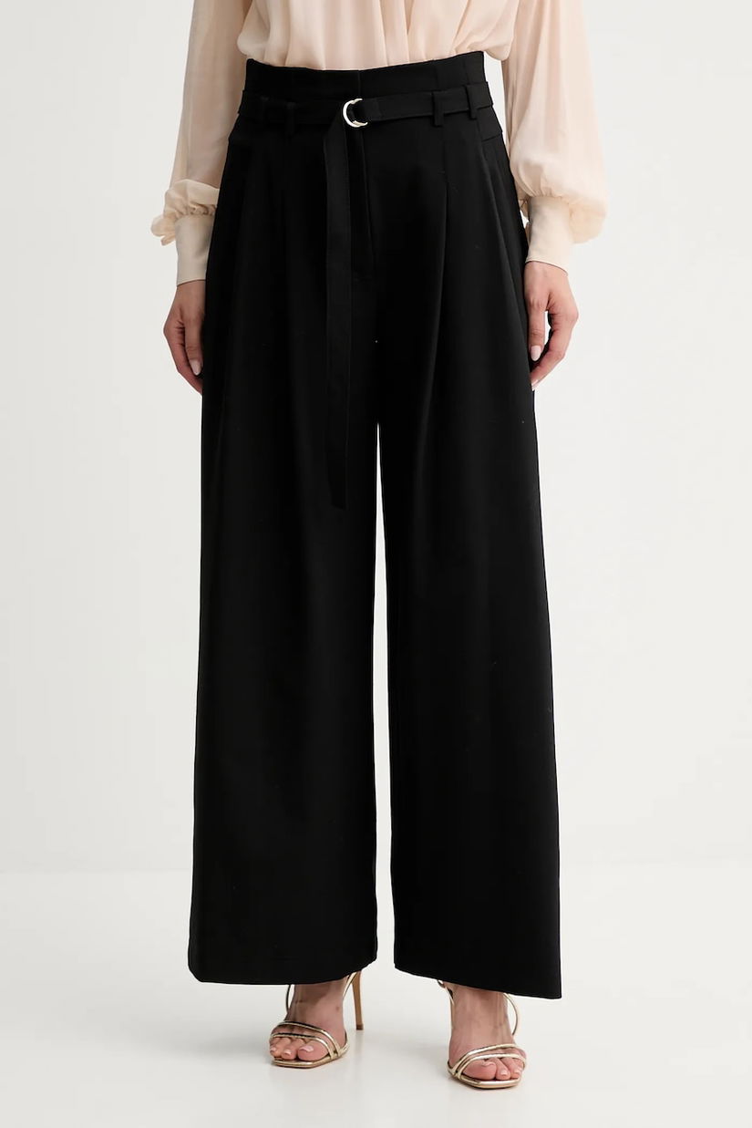 Marella pantaloni din lână culoarea negru, lat, high waist, 2523136011200