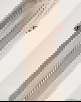 Simona Corsellini pantaloni culoarea bej, drept, high waist, A25CPPA01302