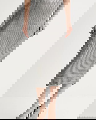 Simona Corsellini fustă culoarea argintiu, midi, creion, A25CPGOP0101