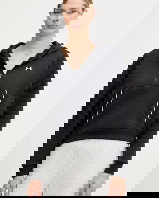 Under Armour bluză Rival culoarea negru, cu glugă, melanj, 6003707
