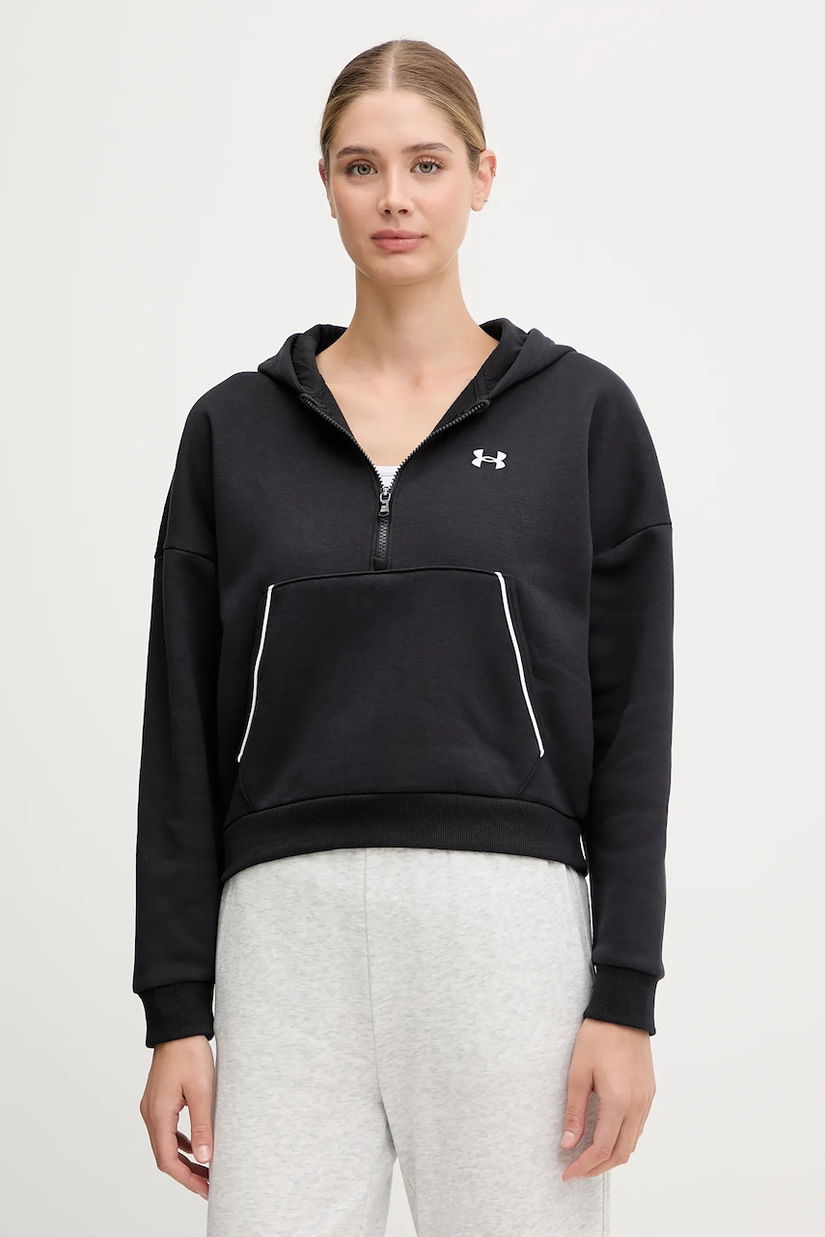 Under Armour bluză Rival culoarea negru, cu glugă, melanj, 6003707