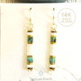Cercei lungi Tila Verde Turcoaz Alb cu auriu, cercei in dungi, stil minimalist, tortite placate cu aur 14k, cercei simpli eleganti