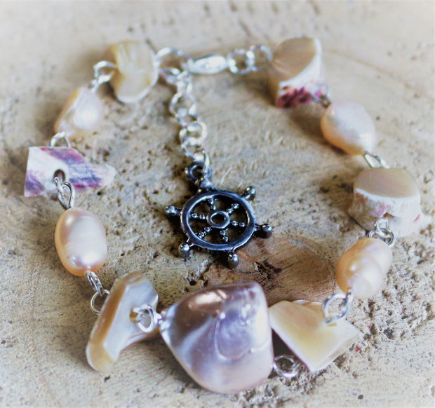 Bratara din perle si sidef natural - marine bracelet
