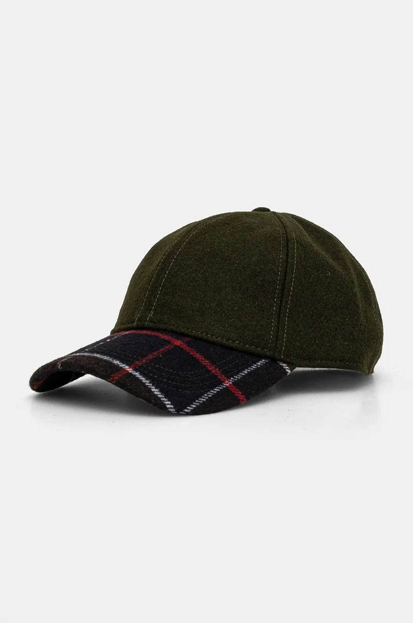 Barbour șapcă de lana culoarea verde, neted, MHA0815