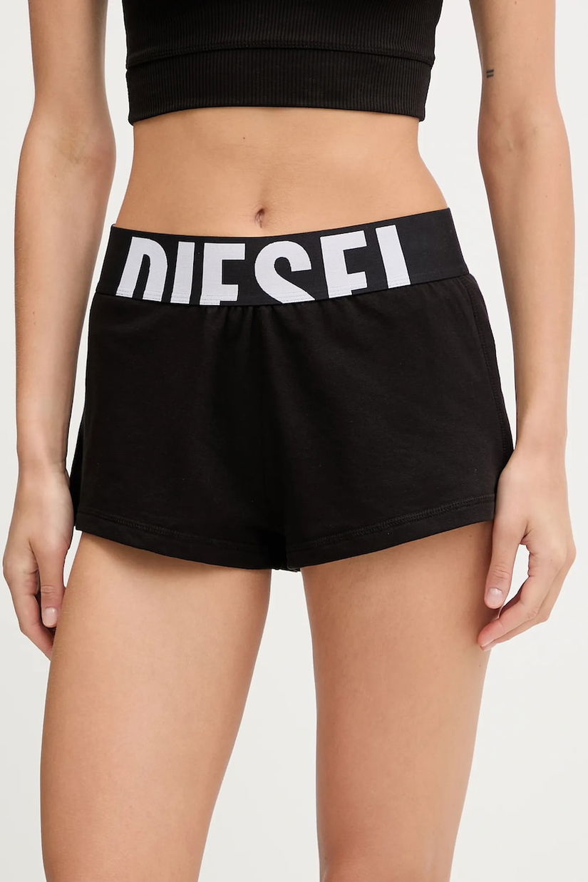 Diesel pantaloni scurți ARIANNA-D-POP culoarea negru, uni, high waist, A17659.0IKBJ