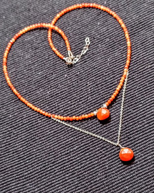 Colier argint carneol briolete lant argint minimalist boho chic trendy