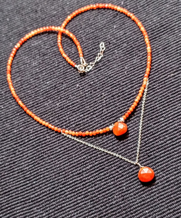 Colier argint carneol briolete lant argint minimalist boho chic trendy