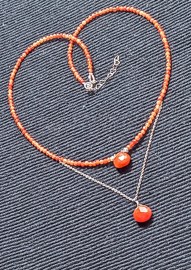 Colier argint carneol briolete lant argint minimalist boho chic trendy