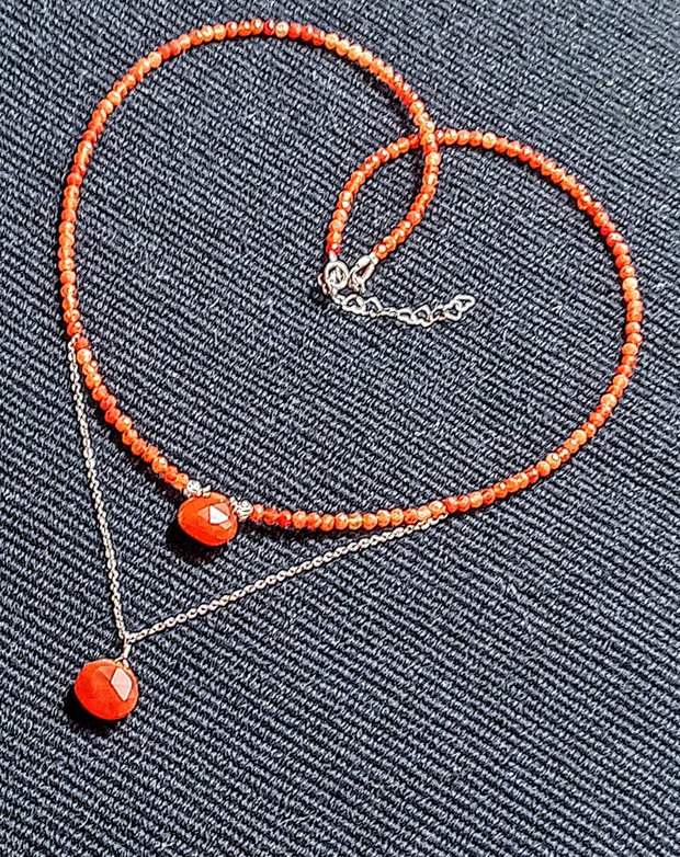 Colier argint carneol briolete lant argint minimalist boho chic trendy