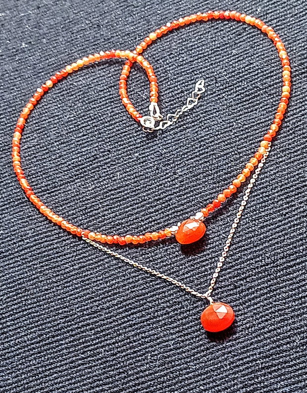 Colier argint carneol briolete lant argint minimalist boho chic trendy