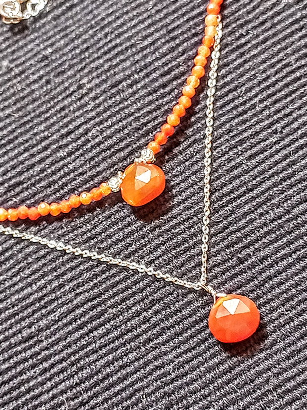 Colier argint carneol briolete lant argint minimalist boho chic trendy