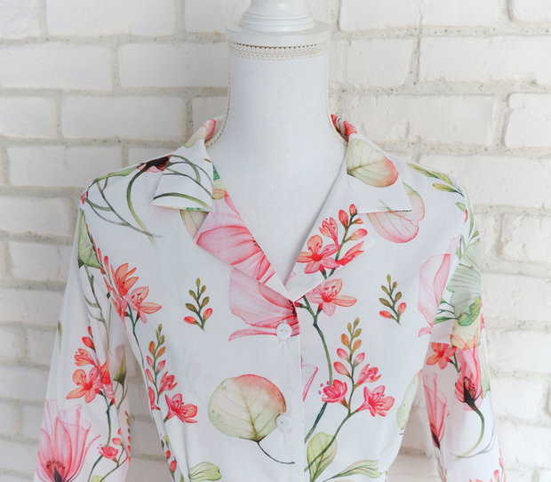 Rochie cu Revere Imprimeu Maci