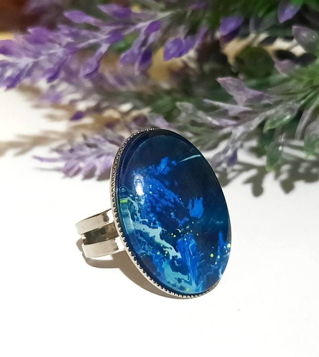 Inel reglabil "BLUE LAGOON"