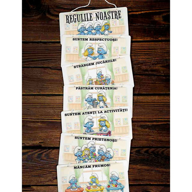 Panou decorativ Regulile Grupei Ștrumfilor