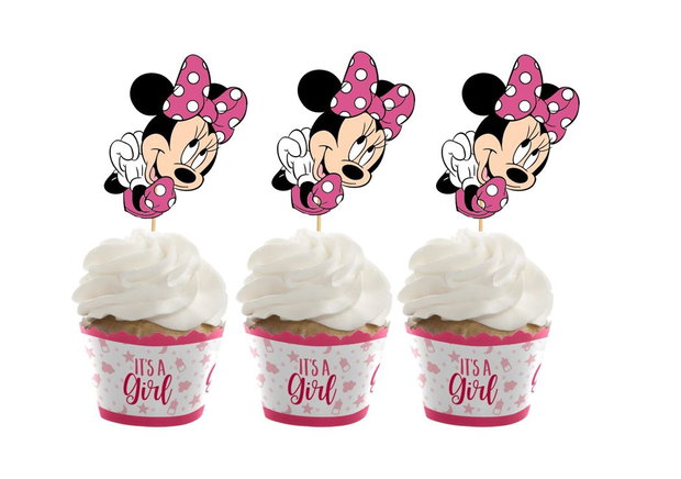 Toppere Minnie mouse roz decupate pe contur