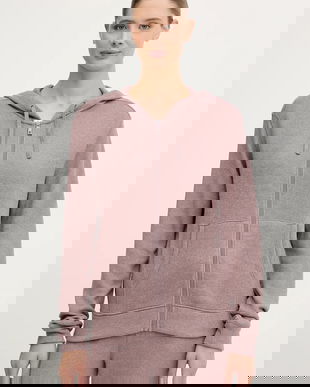 Chantelle bluză culoarea bleumarin, cu glugă, uni, C15WL5