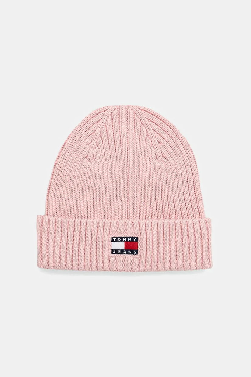 Tommy Jeans căciulă din bumbac culoarea roz, AW0AW17899