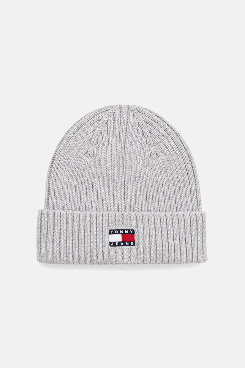Tommy Jeans căciulă din bumbac culoarea gri, AW0AW17899