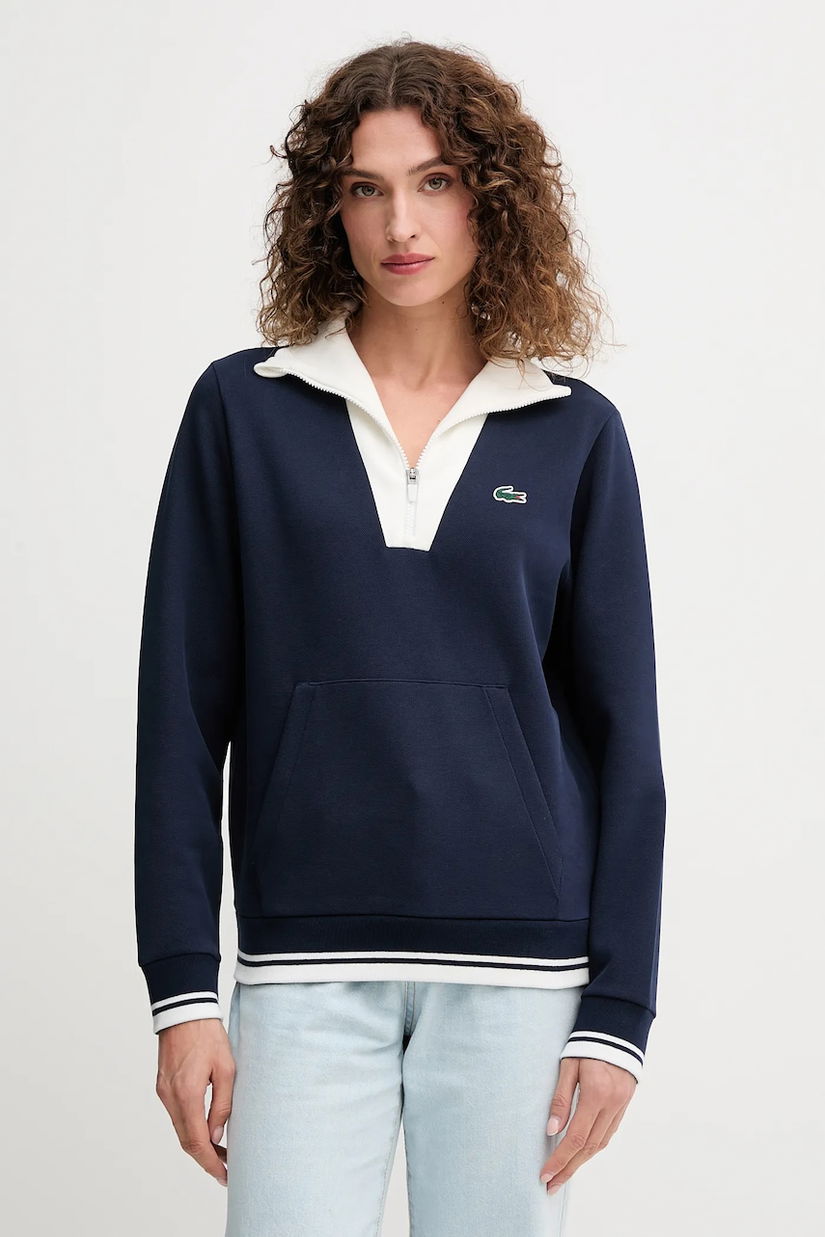 Lacoste bluză culoarea bleumarin, cu imprimeu, SF8634