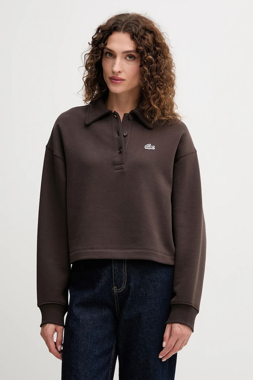 Lacoste hanorac de bumbac culoarea maro, uni, SF5275